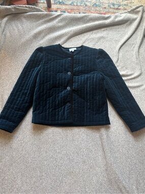 Quilted Navy Bomber Jacket